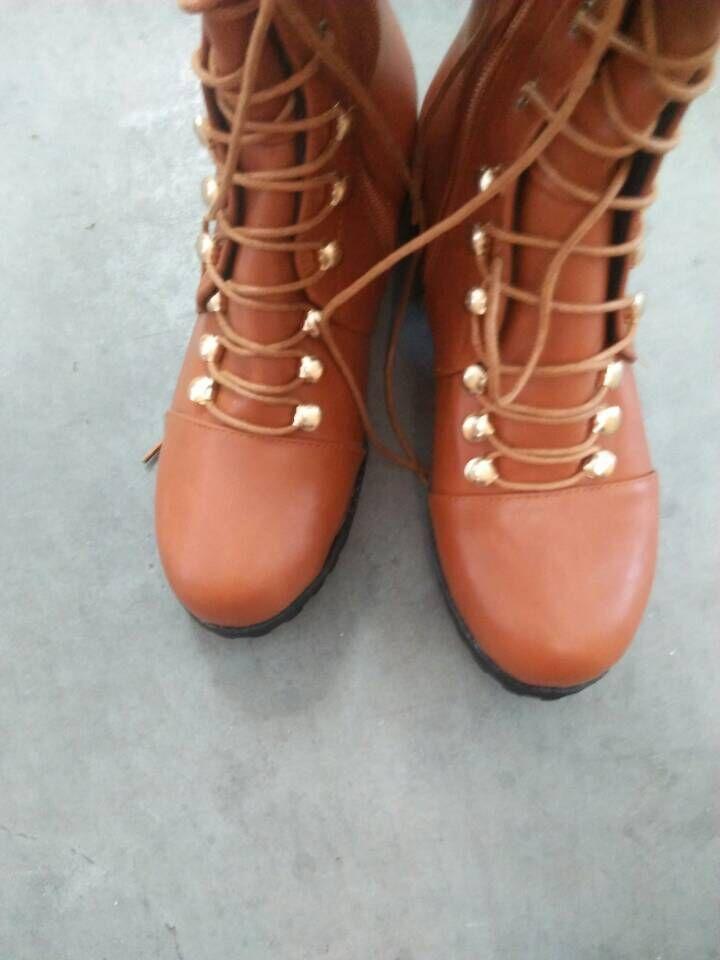 Women Comabat Boots Lace Up Over The Knee Boots - fashionshoeshouse