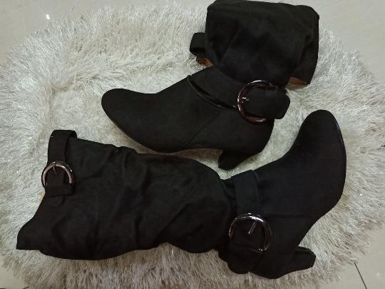 Women Long Boots Ladies Chunky Heel Suede Knee High Boots - fashionshoeshouse