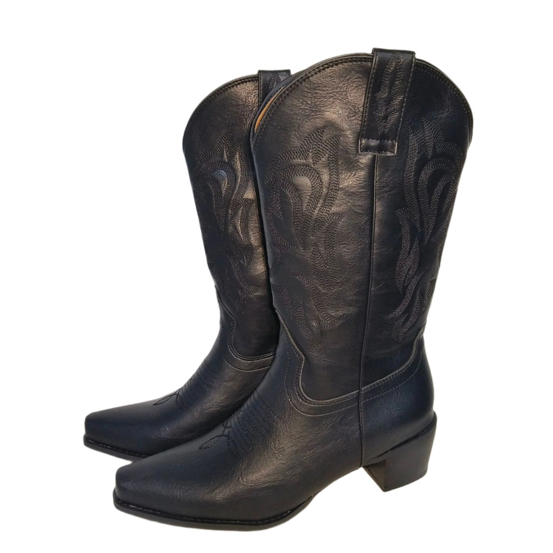 Size 10.5 Women Mid Calf Wide Calf Cowgirl Boots Western Boots