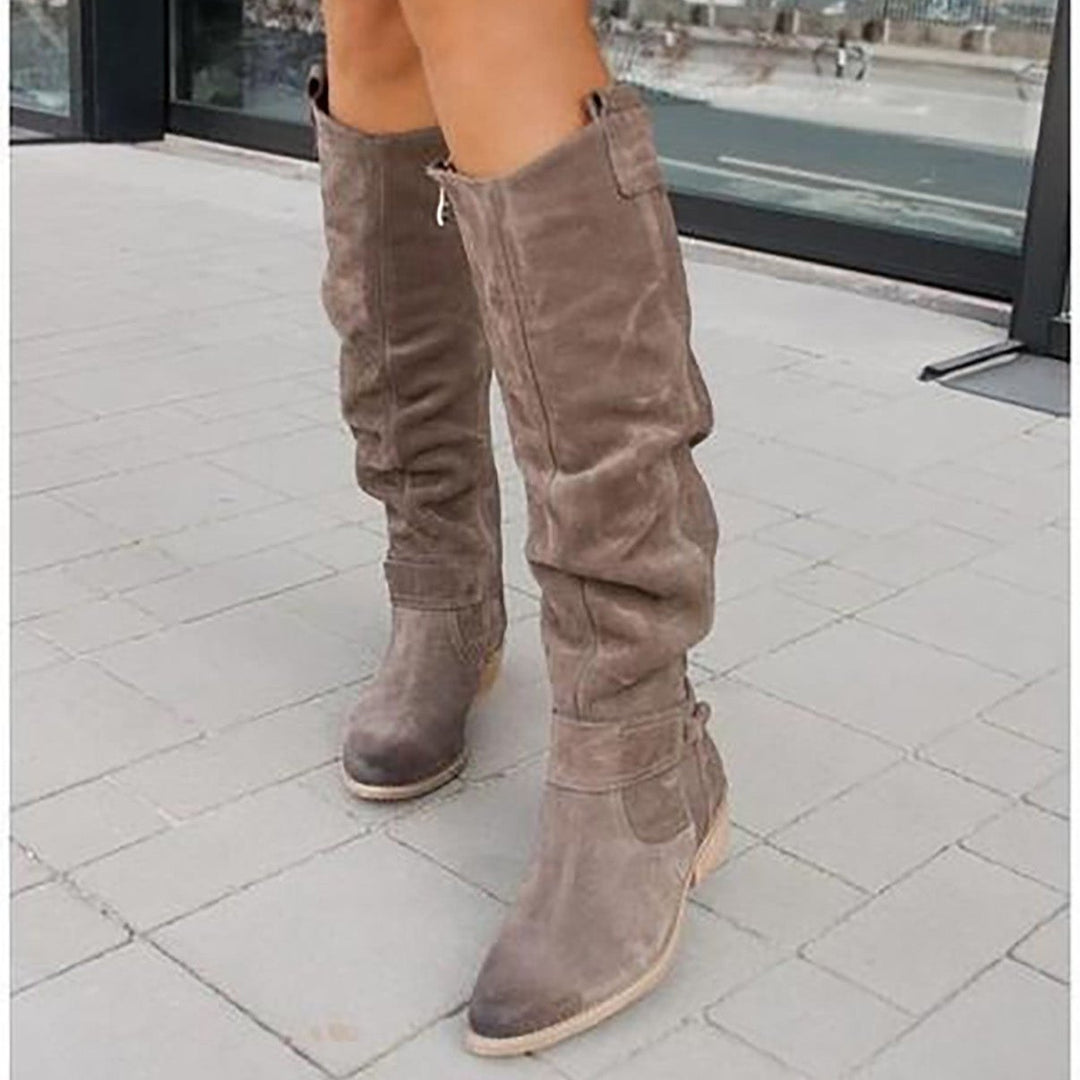 Size 43 Suede Thigh High Women's Boots Retro Woman Booties Autumn Winter Knee High Boots