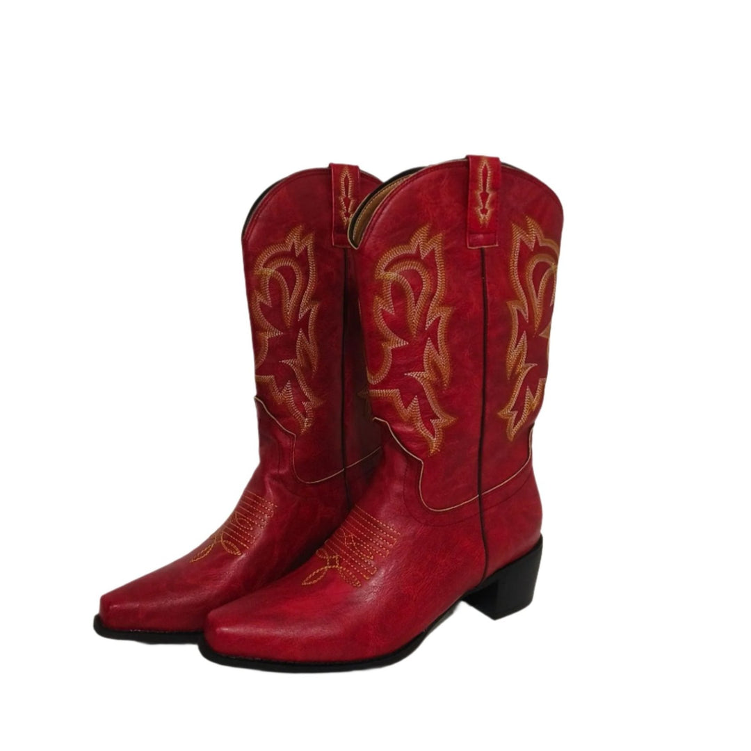 Size 10.5 Women Mid Calf Wide Calf Cowgirl Boots Western Boots
