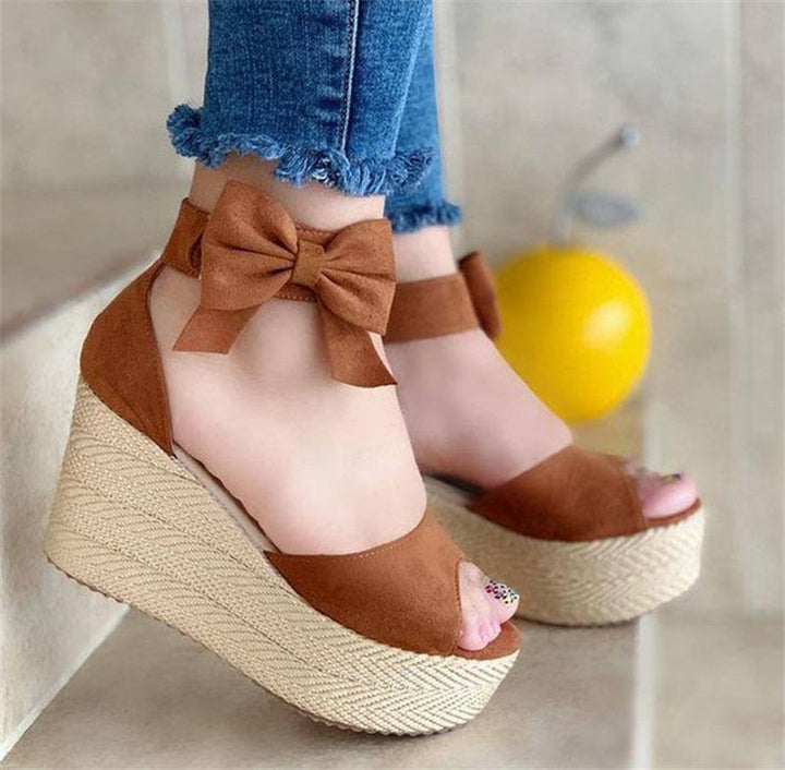 size 5 -  size 11 cute ankle bowtie peep toe wedge sandals