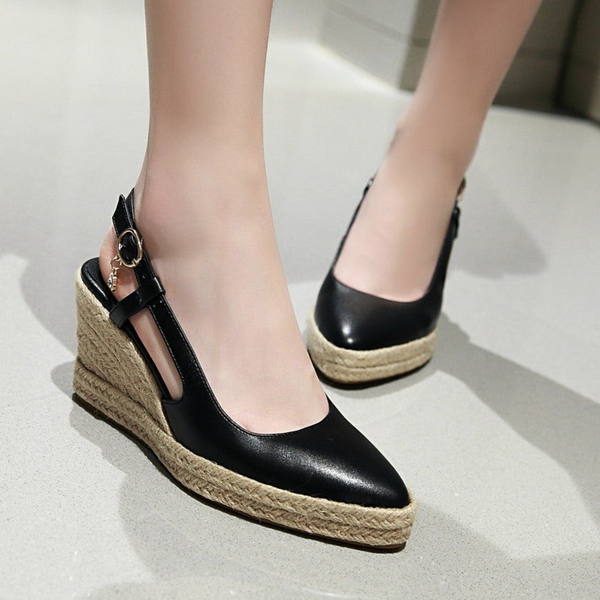 Size 11 espadrille wedge platform backstrap sandals