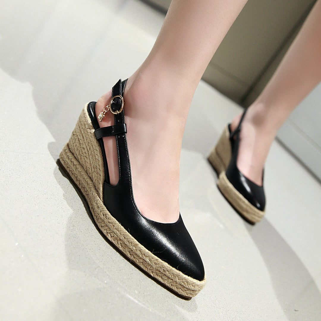 Size 11 espadrille wedge platform backstrap sandals