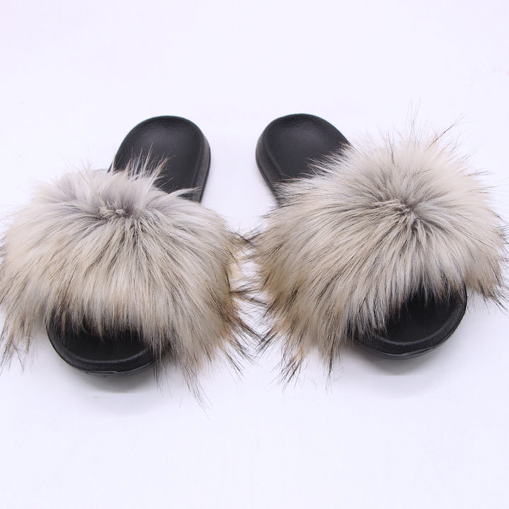 Size 11.5 women fluffy slippers indoors faux fur slippers
