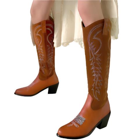 Size 13 retro embroidery knee high cowboy boots