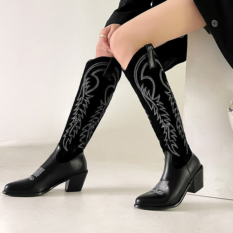 Size 13 retro embroidery knee high cowboy boots