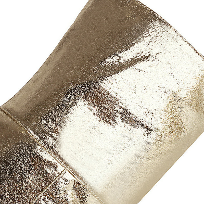 size 13 metallic silver gold stiletto heels pointed toe thigh high boots for ballroom party