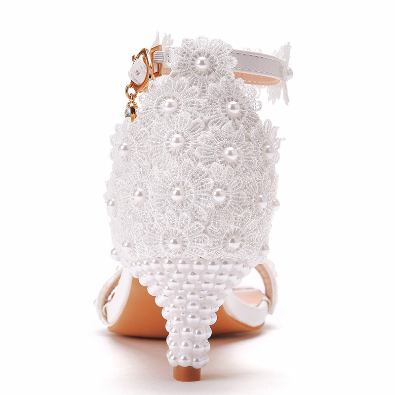 size 11.5 women wedding sandals lace flower rhinestone sandals
