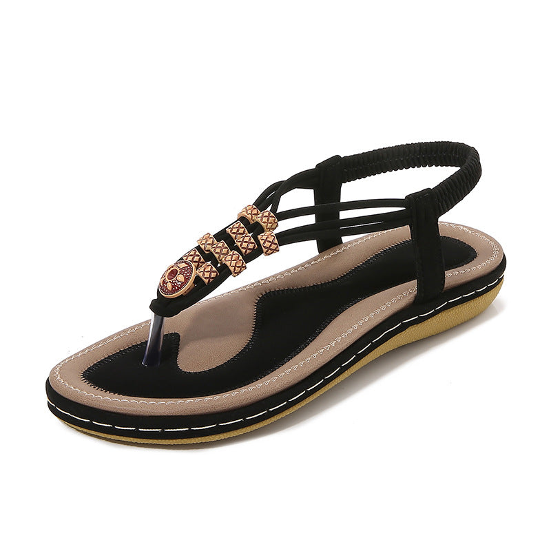 size 11 women flat sandals beaded beach boho sandals