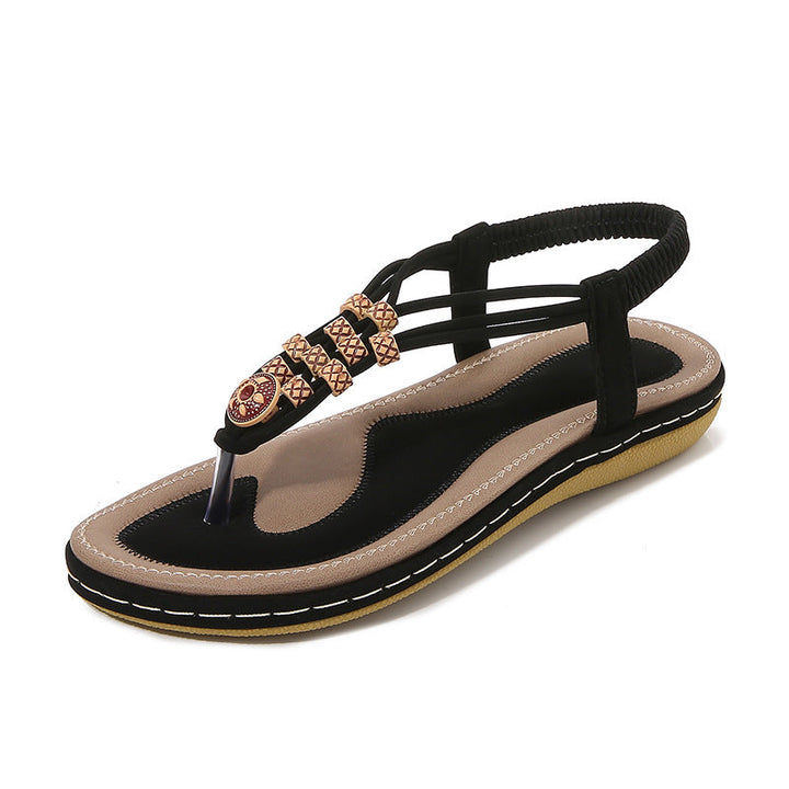 size 11 women flat sandals beaded beach boho sandals
