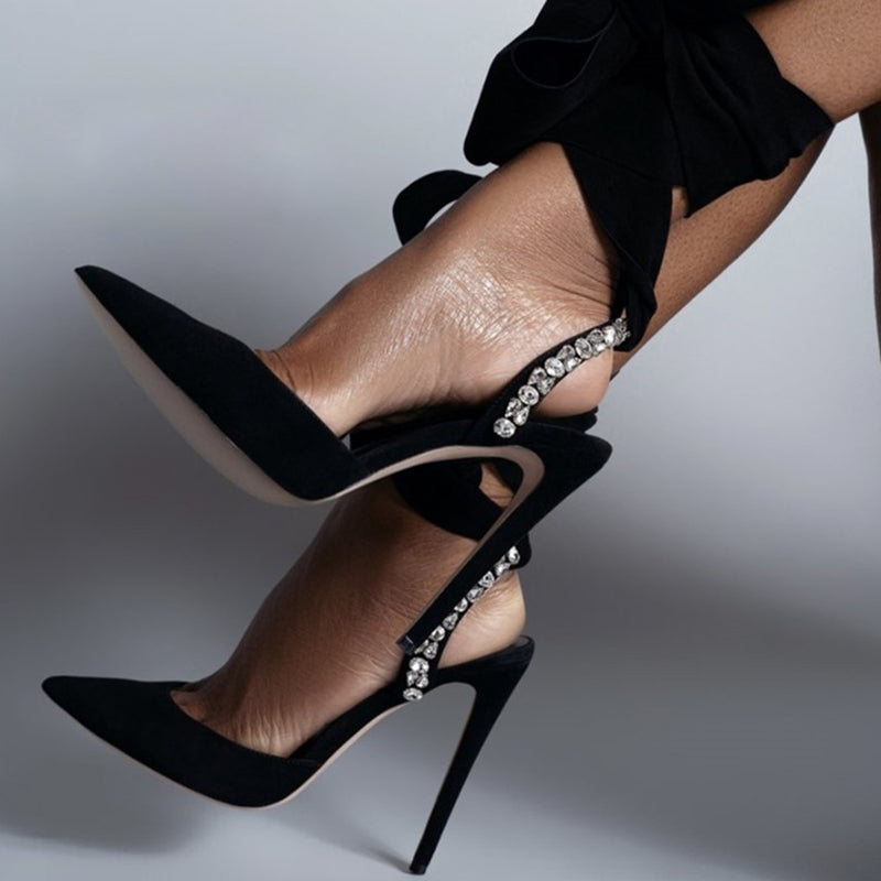 size 11.5 women heel sandals rhinestone lace up strappy sandals
