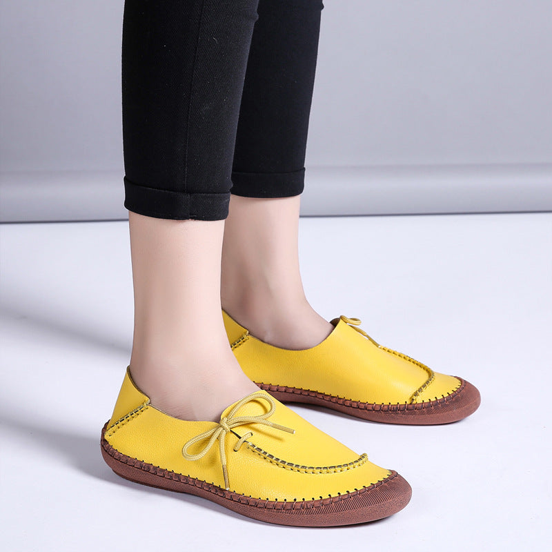 size 11.5 women loafers flat lace up stitching casual loafers