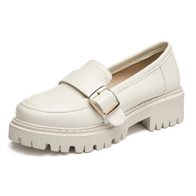 size 11.5 women platform loafers round toe buckle chunky loafers