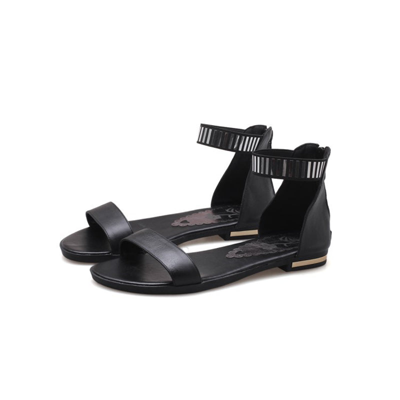 size 12 women flat sandals hollow peep toe low heel sandals