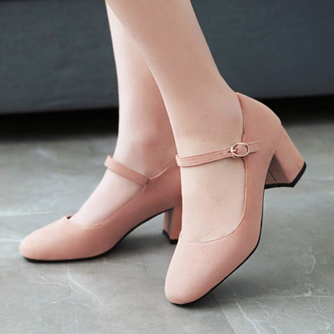 size 11 women heeled loafers suede buckle strap mary jane loafers