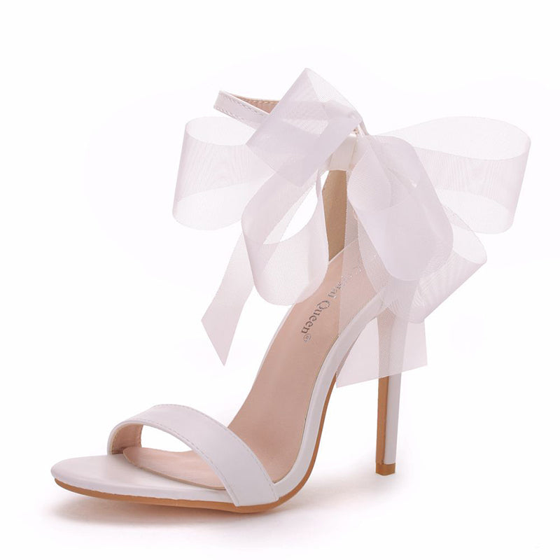 size 12 women heel sandal cute bow stiletto wedding sandals