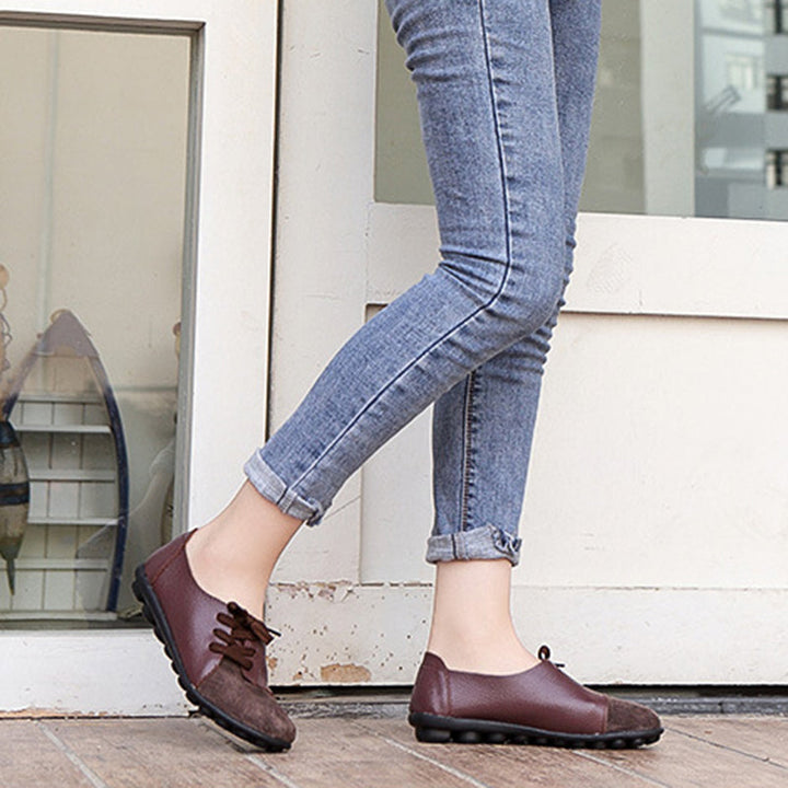 size 11 women loafers lace up patchwork flat casual loafers