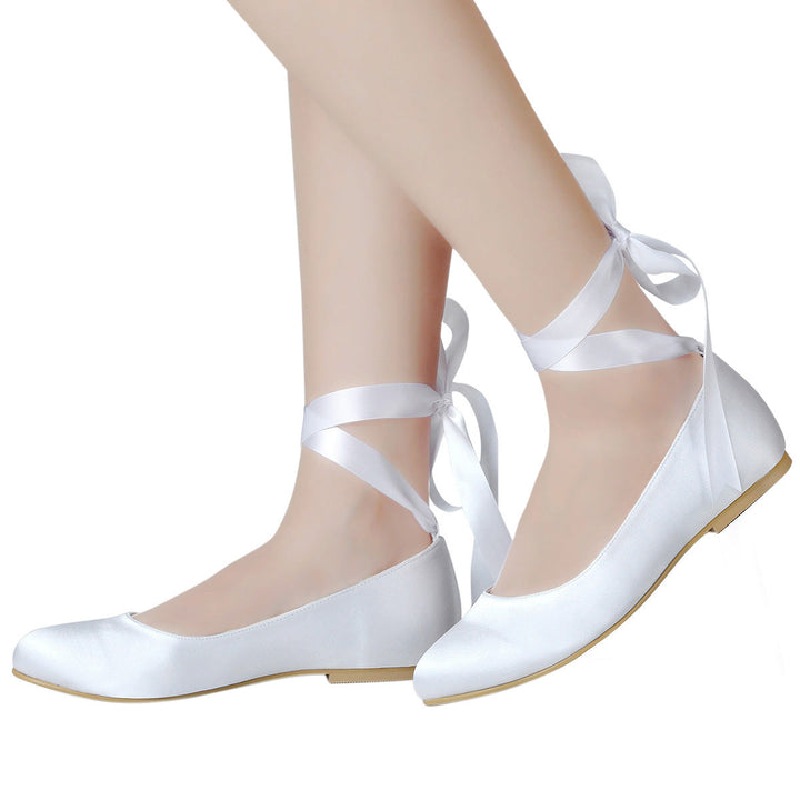 size 11 women wedding flats round toe bow strappy lace up flats