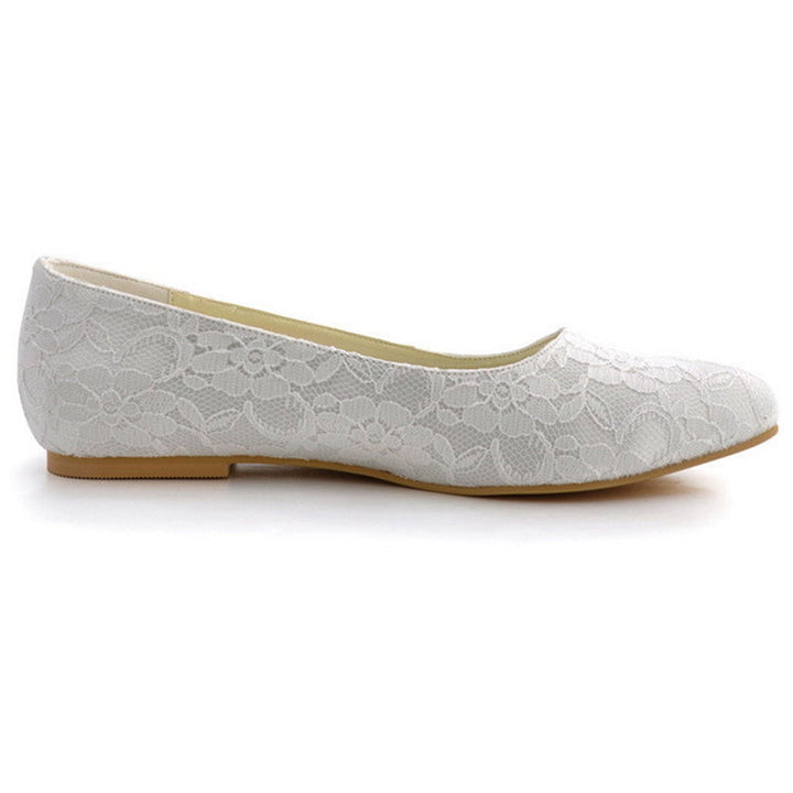size 11 women white flats round toe slip on lace wedding flats