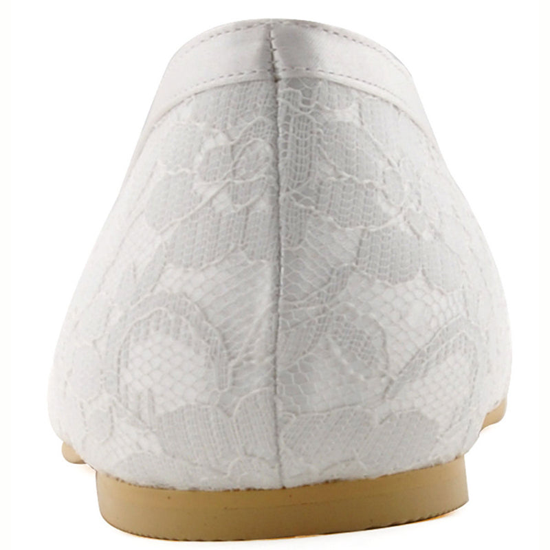 size 11 women white flats round toe slip on lace wedding flats