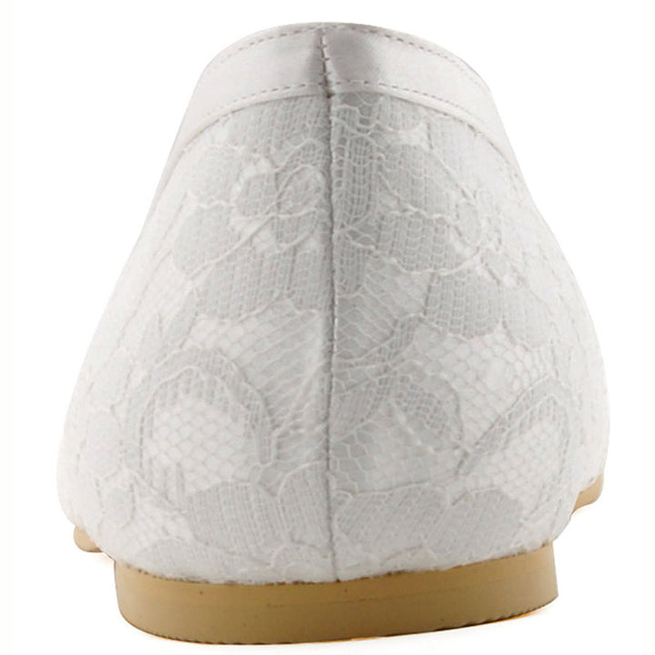 size 11 women white flats round toe slip on lace wedding flats