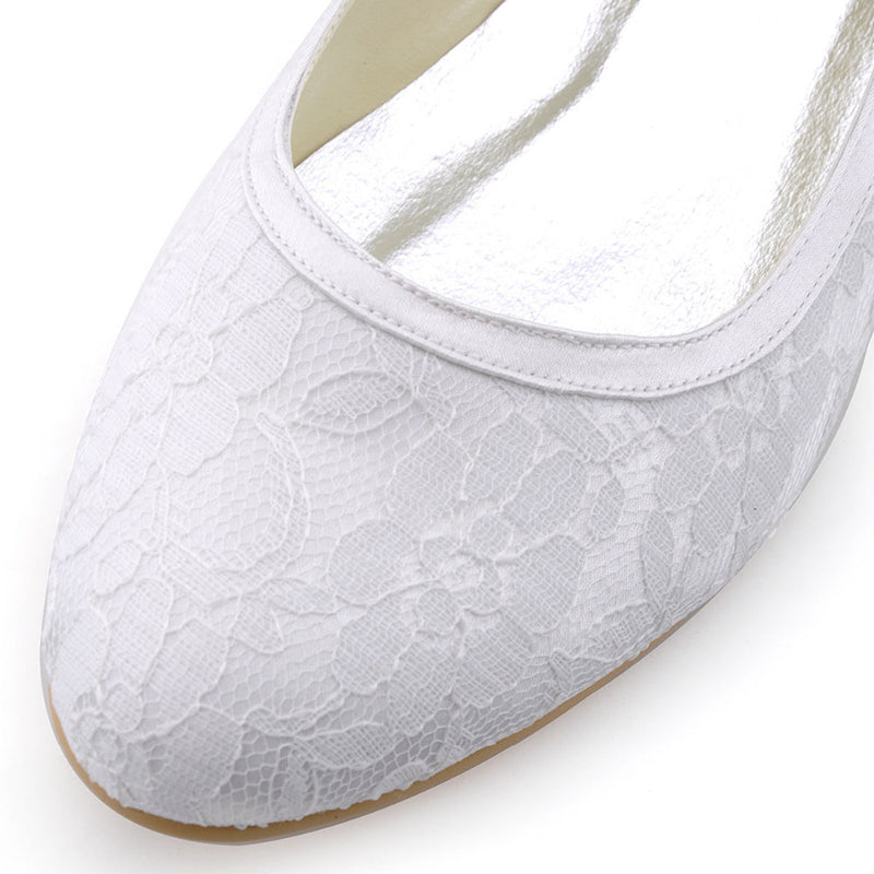 size 11 women white flats round toe slip on lace wedding flats