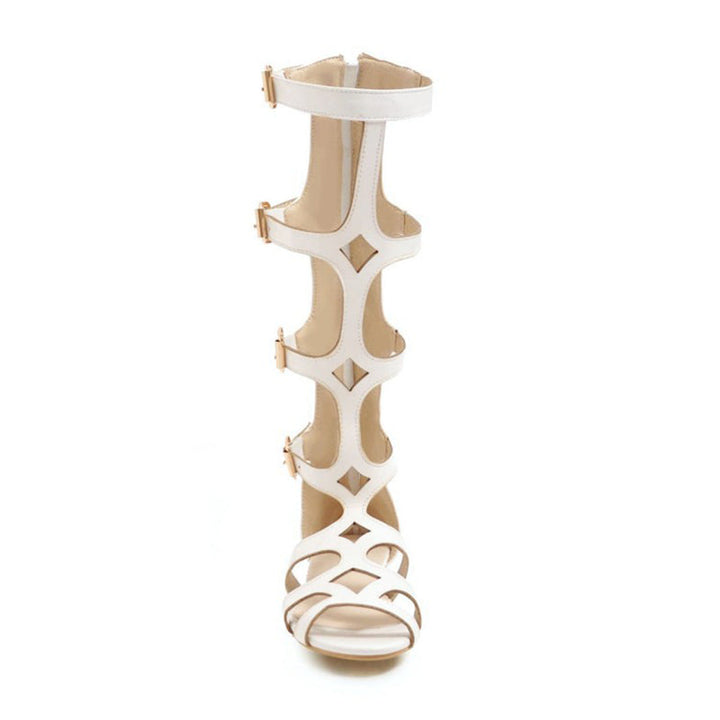 size 13.5 women gladiator sandals low heel hollow white sandals