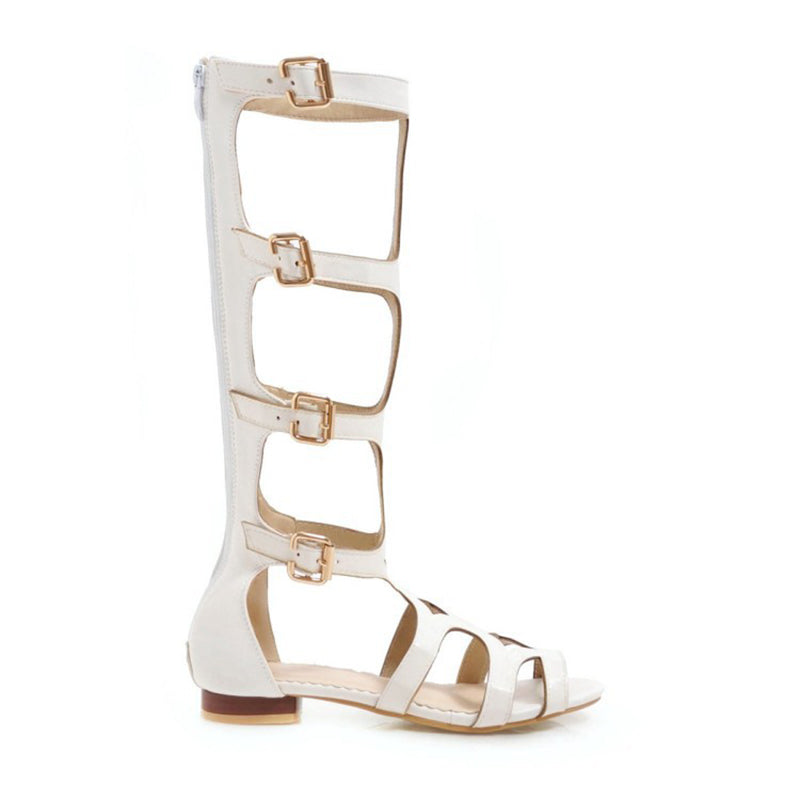 size 13.5 women gladiator sandals low heel hollow white sandals