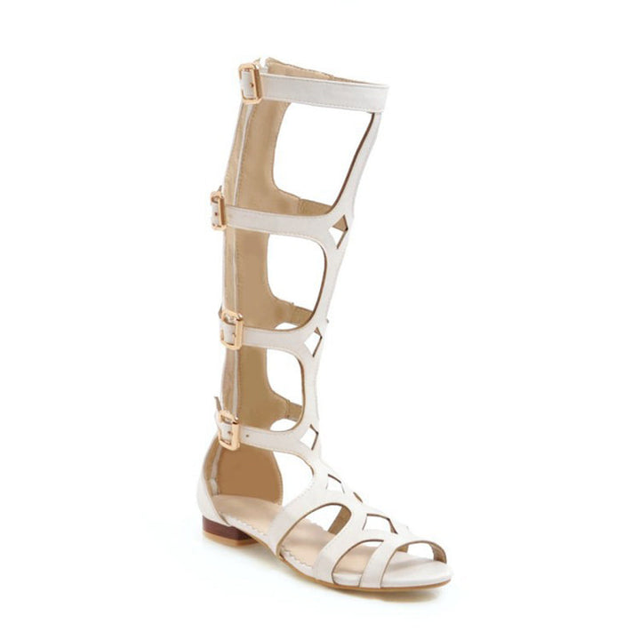 size 13.5 women gladiator sandals low heel hollow white sandals