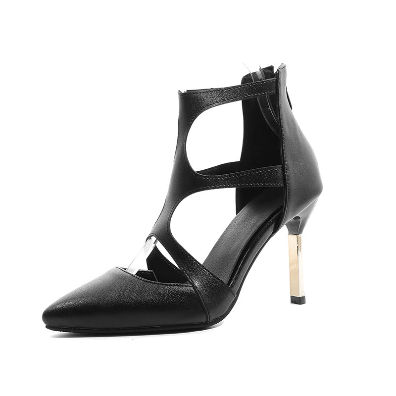 size 13.5 women heel sandal hollow back zipper closed toe sandals