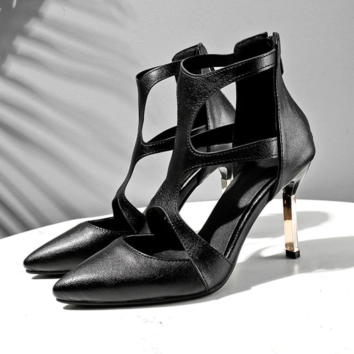 size 13.5 women heel sandal hollow back zipper closed toe sandals