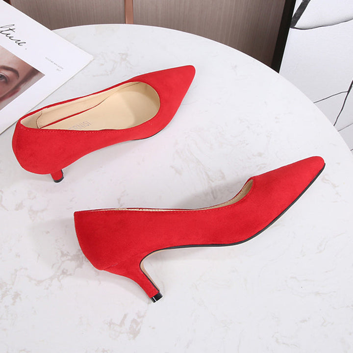 size 12 women kitten heels pointed toe OL suede stiletto heels