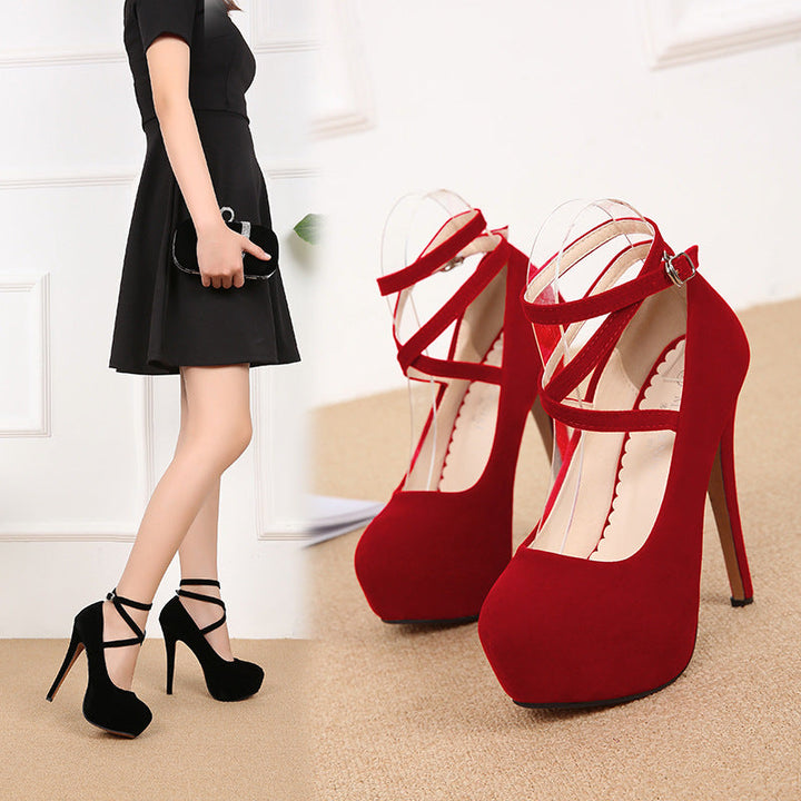 size 12 women platform heels cross ankle strap stiletto heels