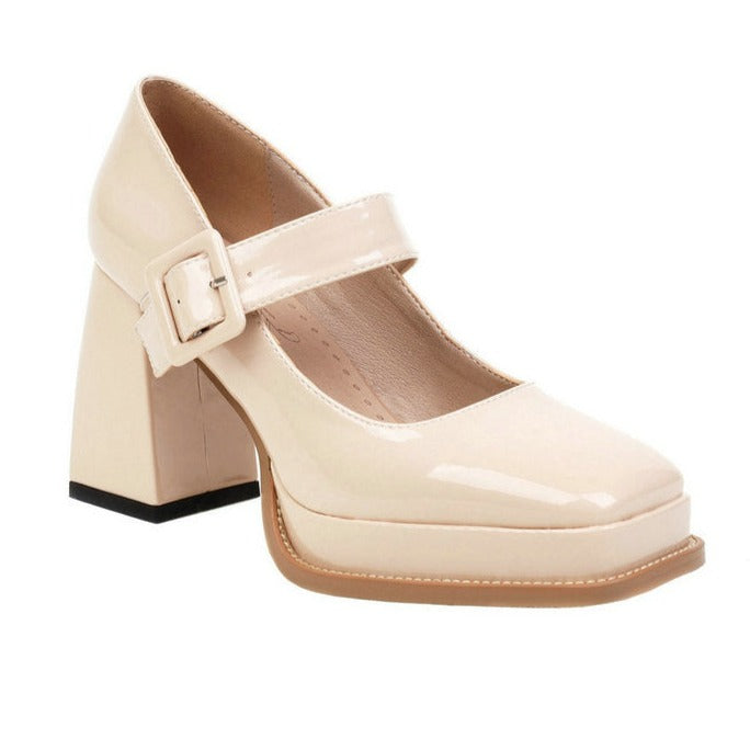 size 12 women platform loafers buckle strap chunky loafers