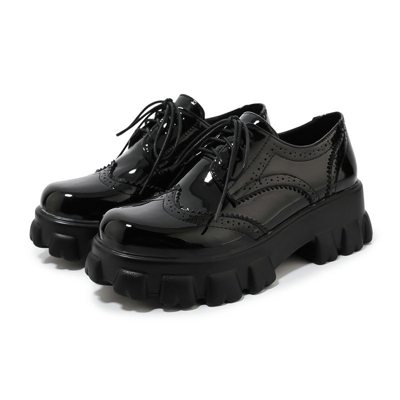 size 12 women platform loafers patent leather chunky loafers