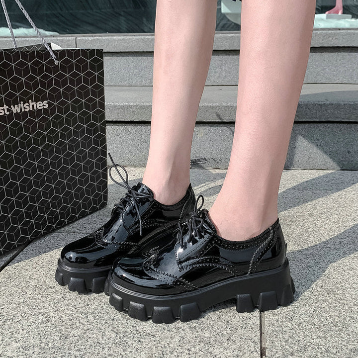 size 12 women platform loafers patent leather chunky loafers