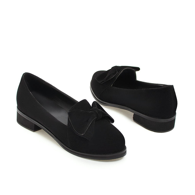 size 12 women suede loafers bowknot medium heel slip on loafers