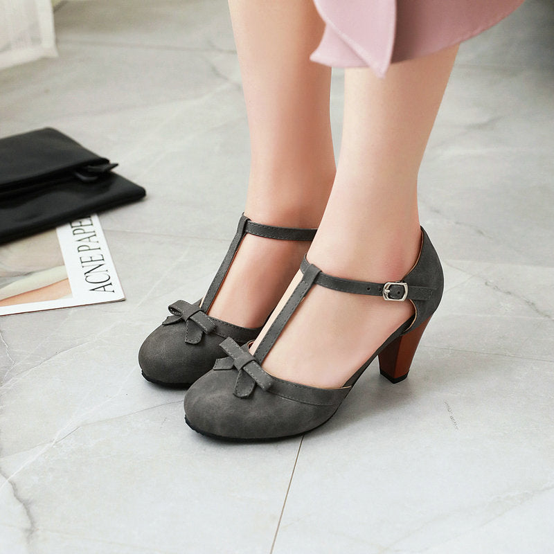 size 13.5 women heeled loafers bowknot t strap summer loafers