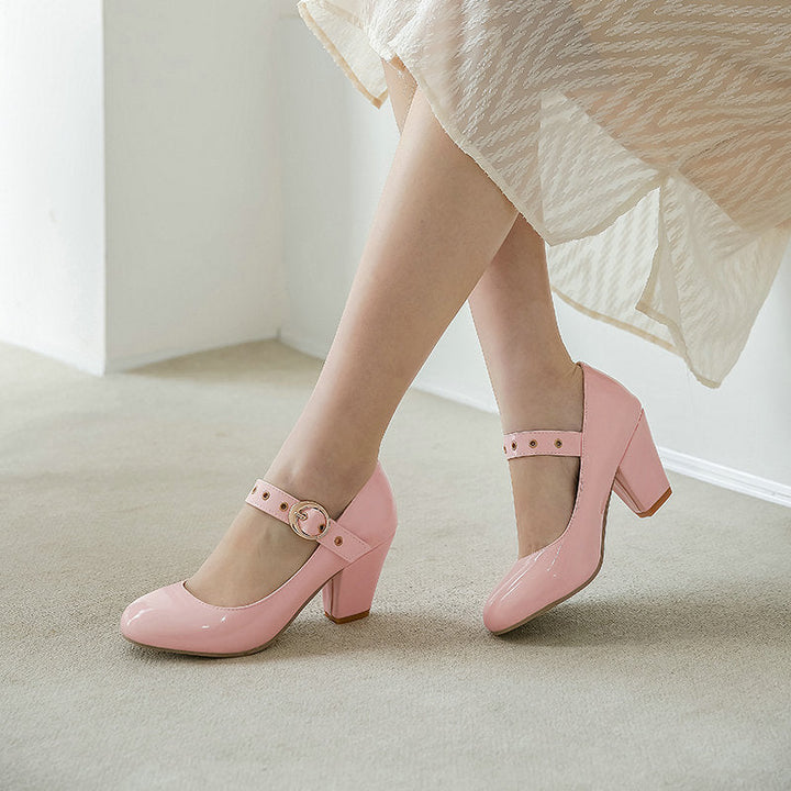 size 13.5 women heeled loafers buckle patent leather loafers