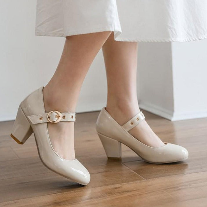 size 13.5 women heeled loafers buckle patent leather loafers