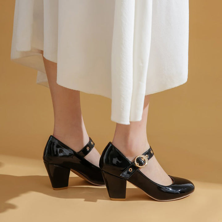 size 13.5 women heeled loafers buckle patent leather loafers