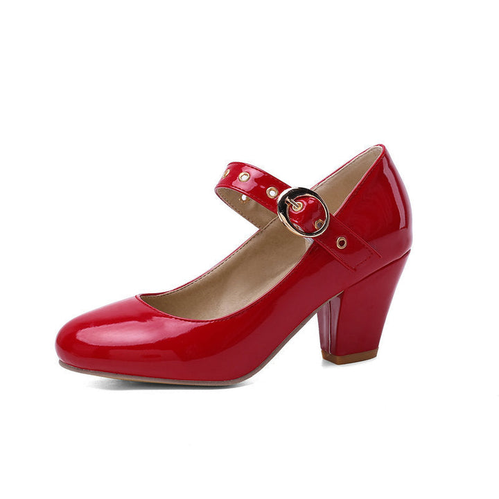 size 13.5 women heeled loafers buckle patent leather loafers