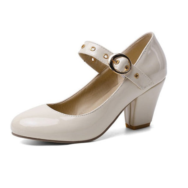 size 13.5 women heeled loafers buckle patent leather loafers