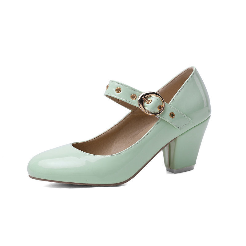 size 13.5 women heeled loafers buckle patent leather loafers