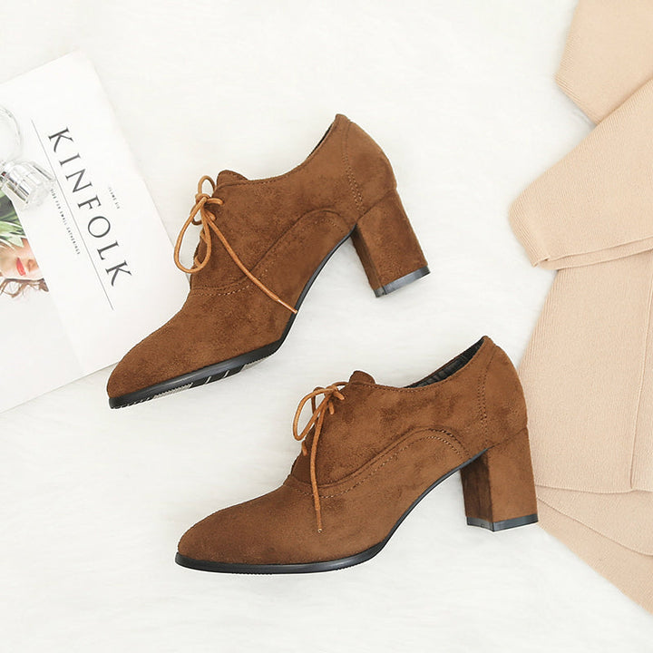 size 13.5 women heeled loafers lace up pointed toe suede loafers