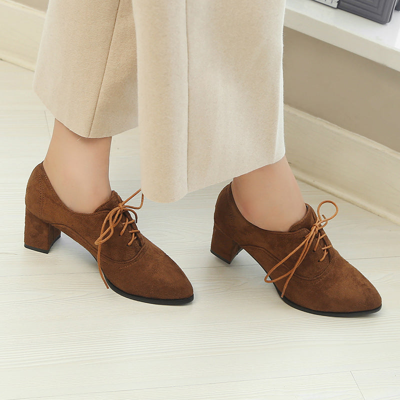 size 13.5 women heeled loafers lace up pointed toe suede loafers