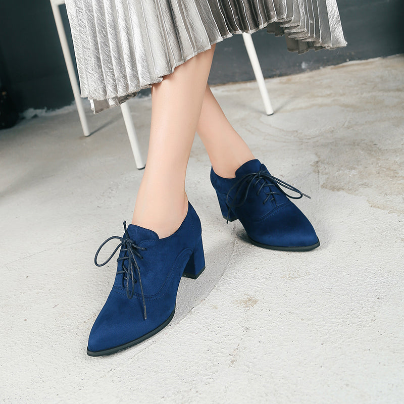 size 13.5 women heeled loafers lace up pointed toe suede loafers