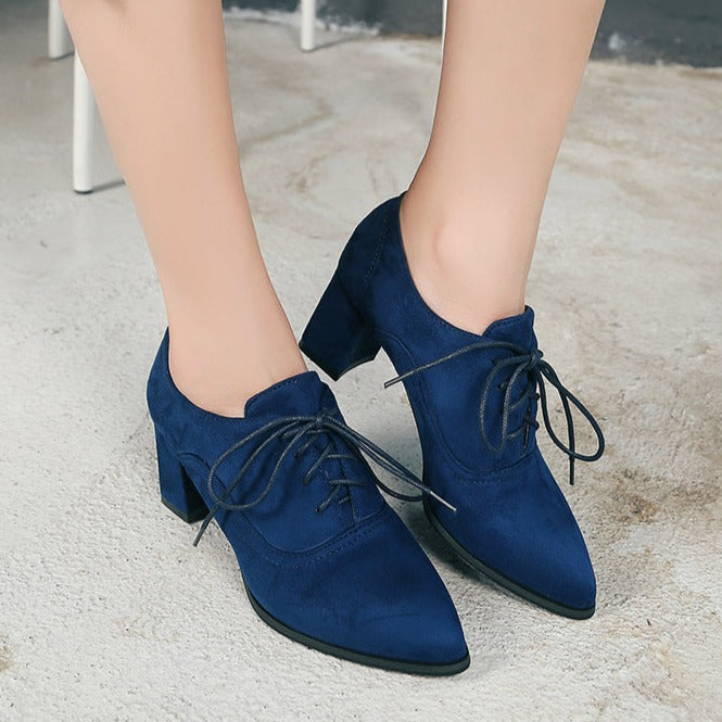 size 13.5 women heeled loafers lace up pointed toe suede loafers