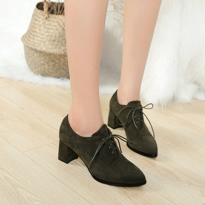 size 13.5 women heeled loafers lace up pointed toe suede loafers